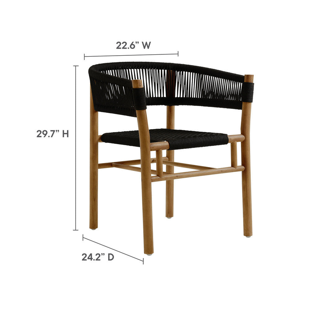 EEI-6811 Vienna Outdoor Patio Teak and Rope Curved-Back Dining Armchairs Set of 2 by Modway