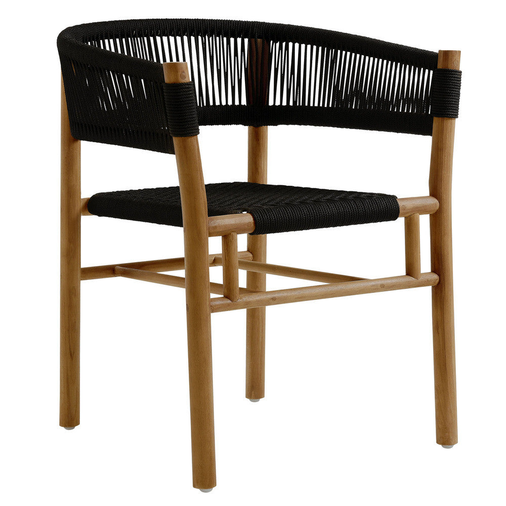 EEI-6811 Vienna Outdoor Patio Teak and Rope Curved-Back Dining Armchairs Set of 2 by Modway