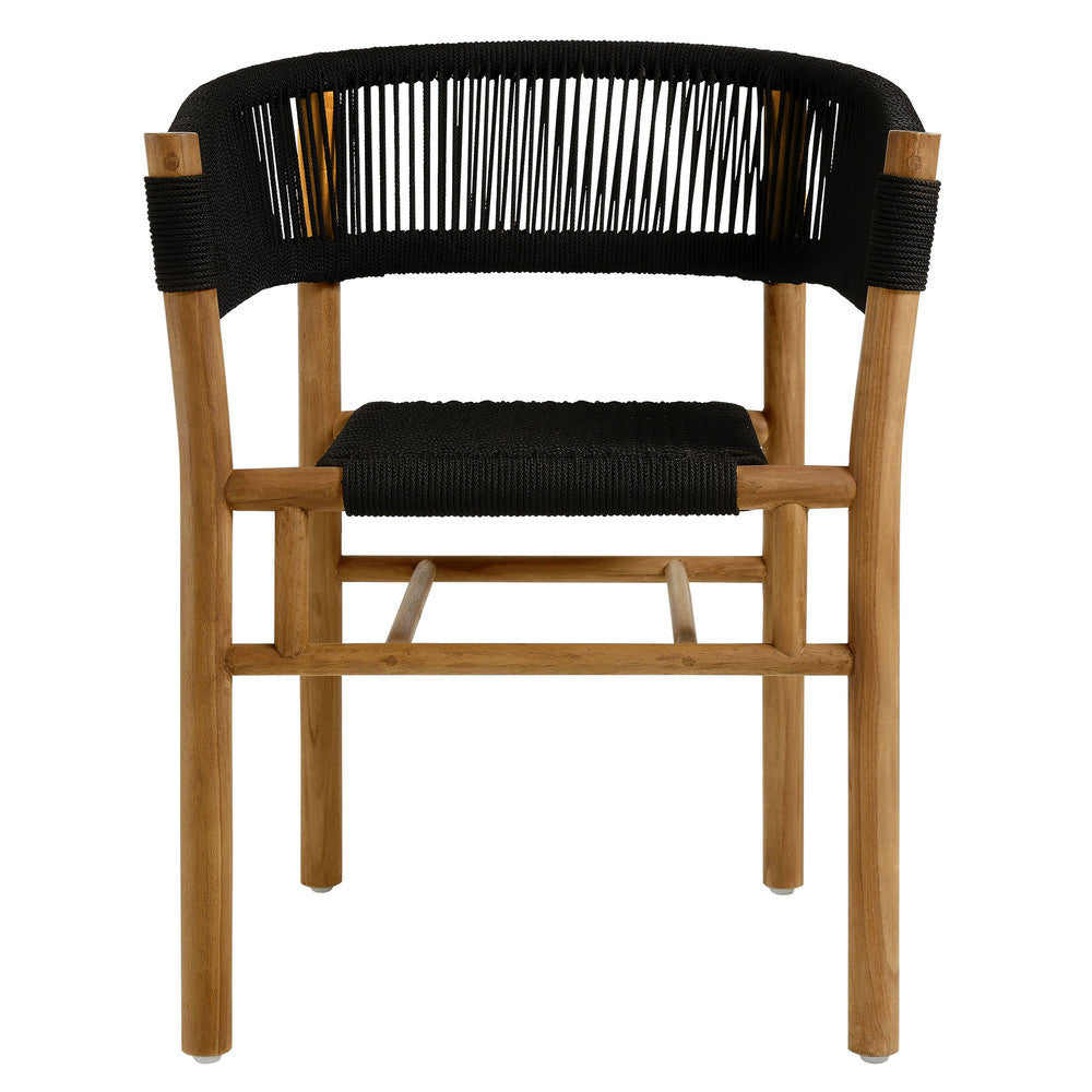 EEI-6811 Vienna Outdoor Patio Teak and Rope Curved-Back Dining Armchairs Set of 2 by Modway