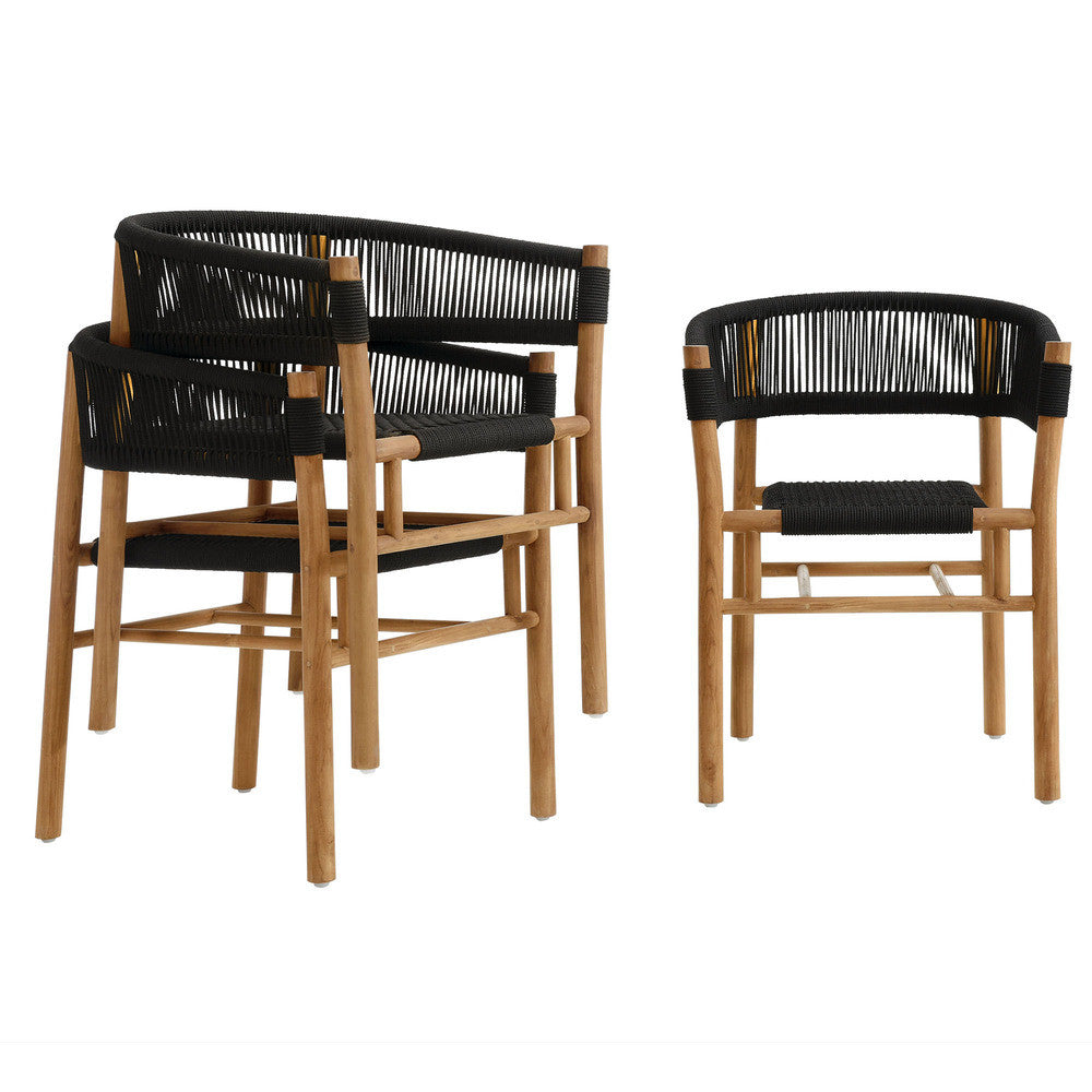 EEI-6811 Vienna Outdoor Patio Teak and Rope Curved-Back Dining Armchairs Set of 2 by Modway