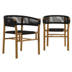 EEI-6811 Vienna Outdoor Patio Teak and Rope Curved-Back Dining Armchairs Set of 2 by Modway