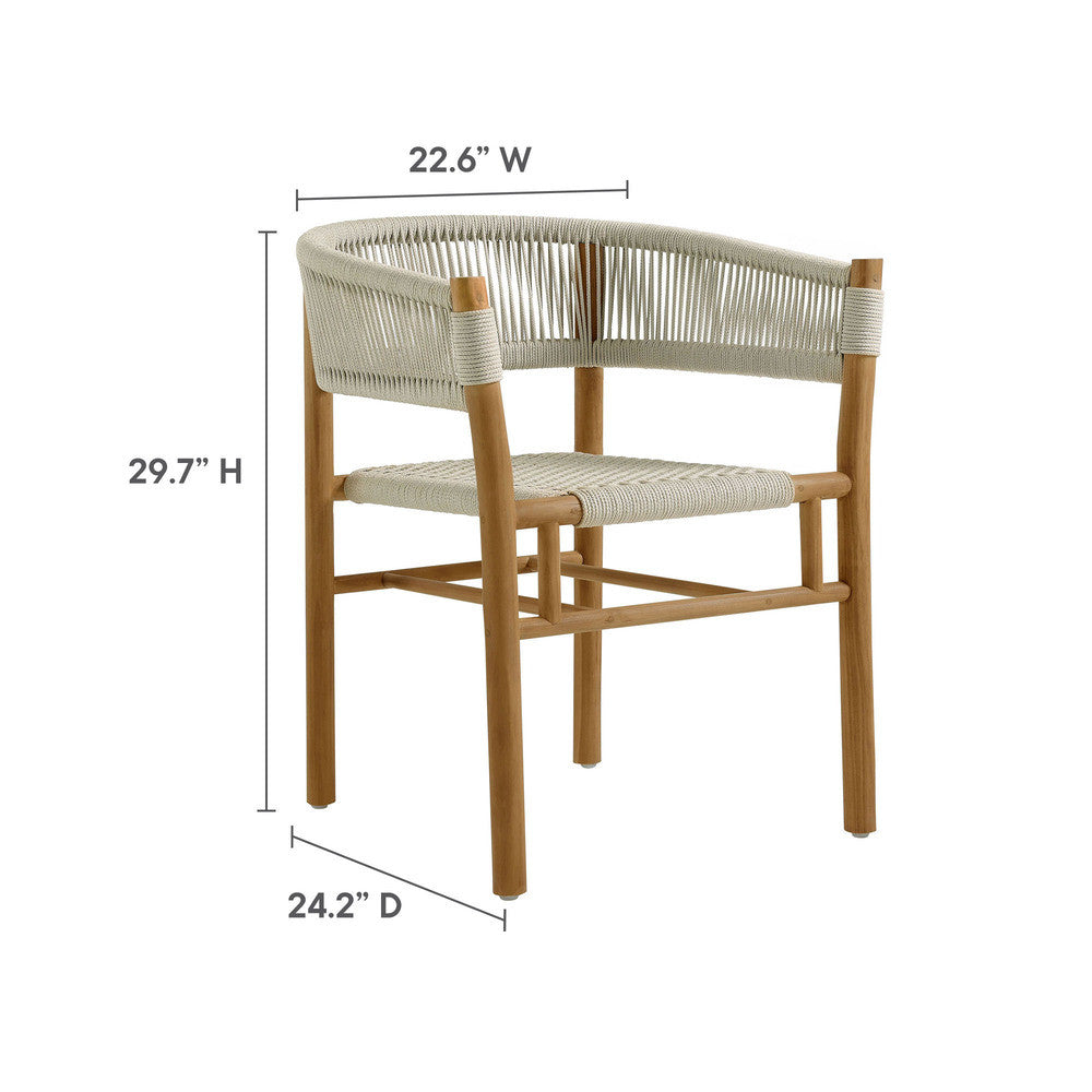 EEI-6811 Vienna Outdoor Patio Teak and Rope Curved-Back Dining Armchairs Set of 2 by Modway