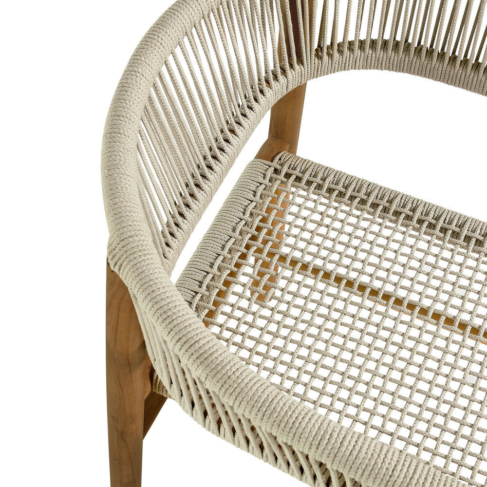 EEI-6811 Vienna Outdoor Patio Teak and Rope Curved-Back Dining Armchairs Set of 2 by Modway