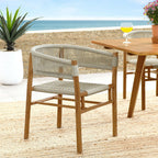 EEI-6811 Vienna Outdoor Patio Teak and Rope Curved-Back Dining Armchairs Set of 2 by Modway