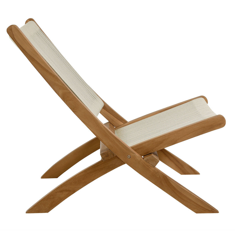 EEI-6808 Vienna Outdoor Patio Teak and Rope Folding Accent Lounge Chair by Modway