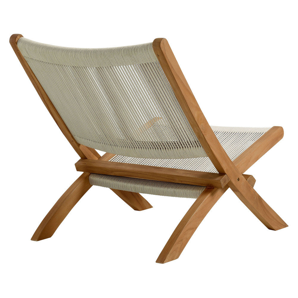 EEI-6808 Vienna Outdoor Patio Teak and Rope Folding Accent Lounge Chair by Modway