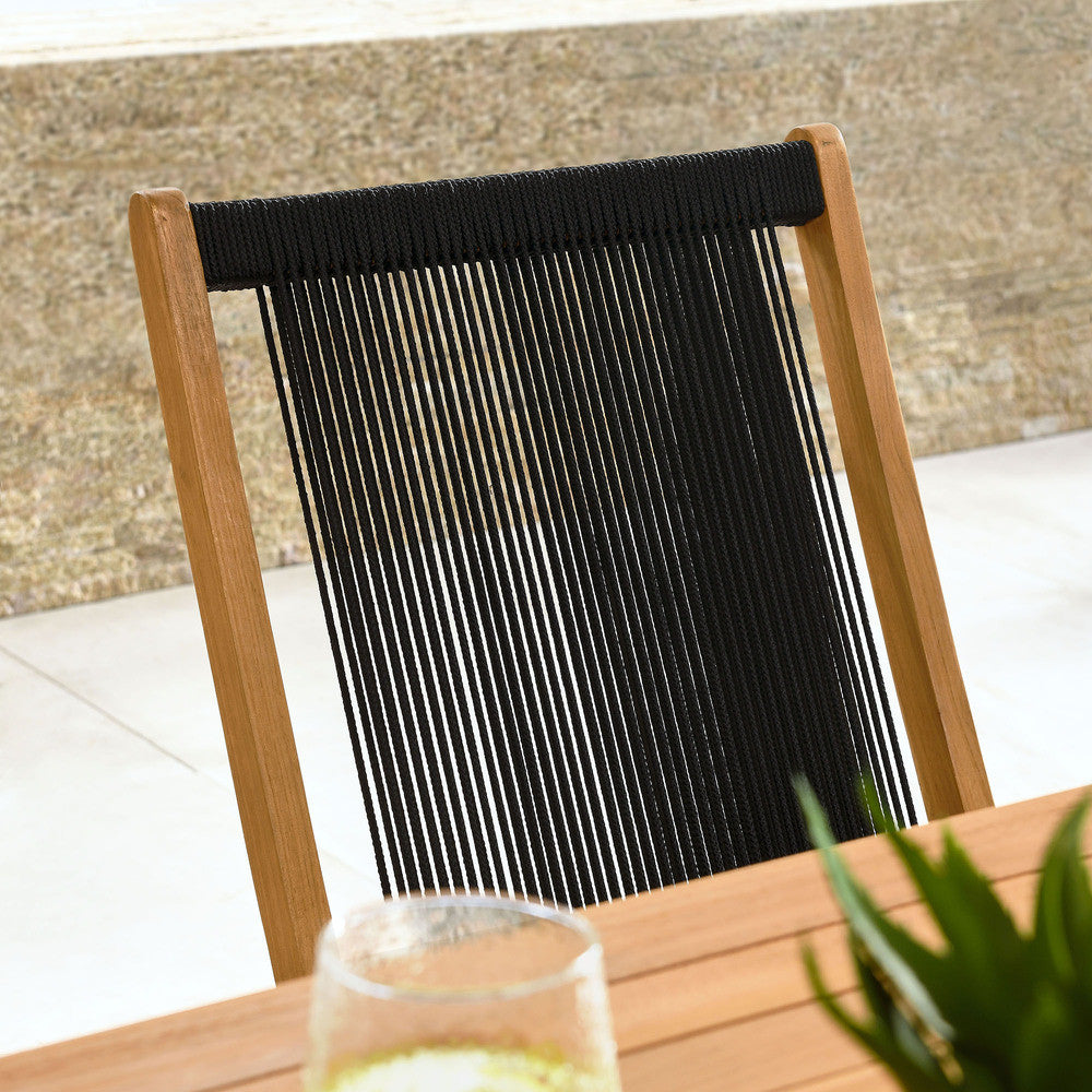 EEI-6807 Vienna Outdoor Patio Teak and Rope Folding Chairs Set of 4 by Modway
