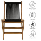 EEI-6807 Vienna Outdoor Patio Teak and Rope Folding Chairs Set of 4 by Modway