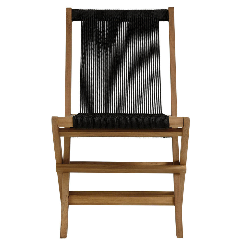 EEI-6807 Vienna Outdoor Patio Teak and Rope Folding Chairs Set of 4 by Modway