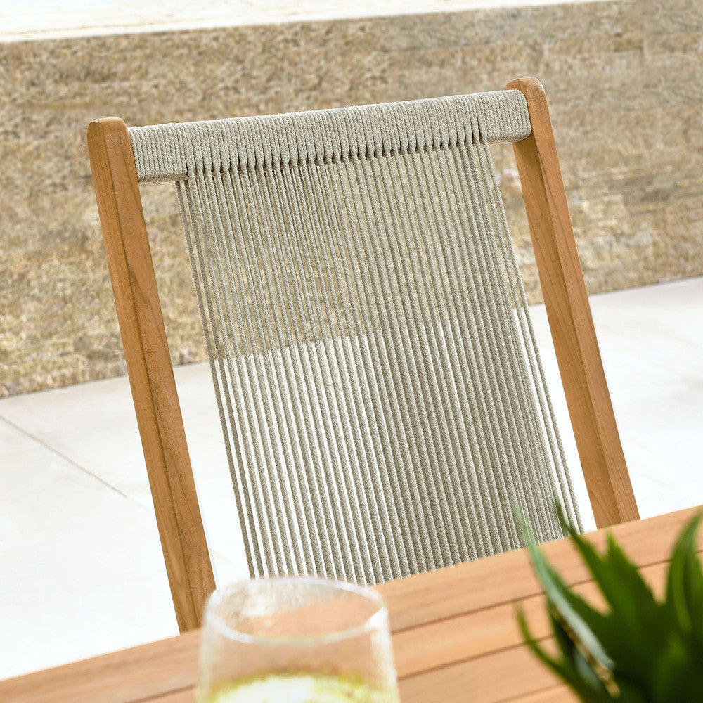 EEI-6807 Vienna Outdoor Patio Teak and Rope Folding Chairs Set of 4 by Modway