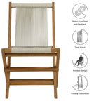 EEI-6807 Vienna Outdoor Patio Teak and Rope Folding Chairs Set of 4 by Modway