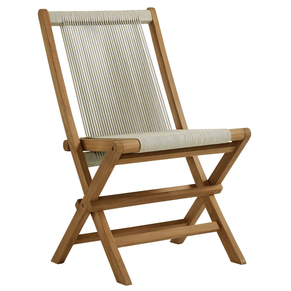 EEI-6807 Vienna Outdoor Patio Teak and Rope Folding Chairs Set of 4 by Modway