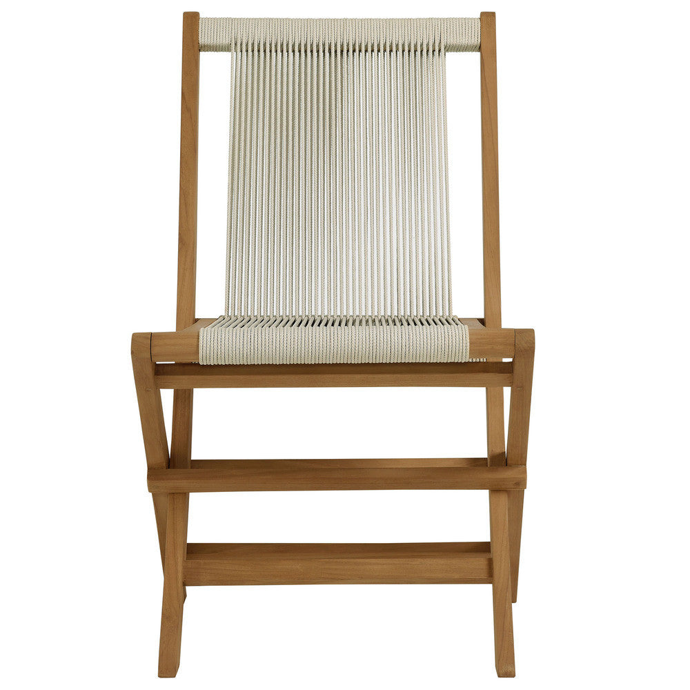 EEI-6807 Vienna Outdoor Patio Teak and Rope Folding Chairs Set of 4 by Modway