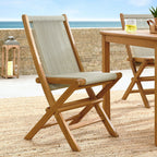 EEI-6807 Vienna Outdoor Patio Teak and Rope Folding Chairs Set of 4 by Modway