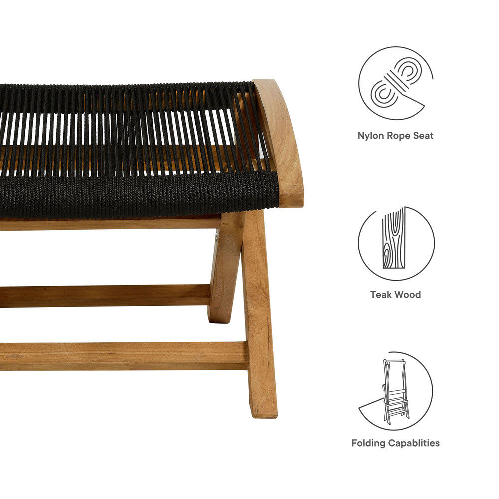 EEI-6809 Vienna Outdoor Patio Teak and Rope Folding Ottoman by Modway