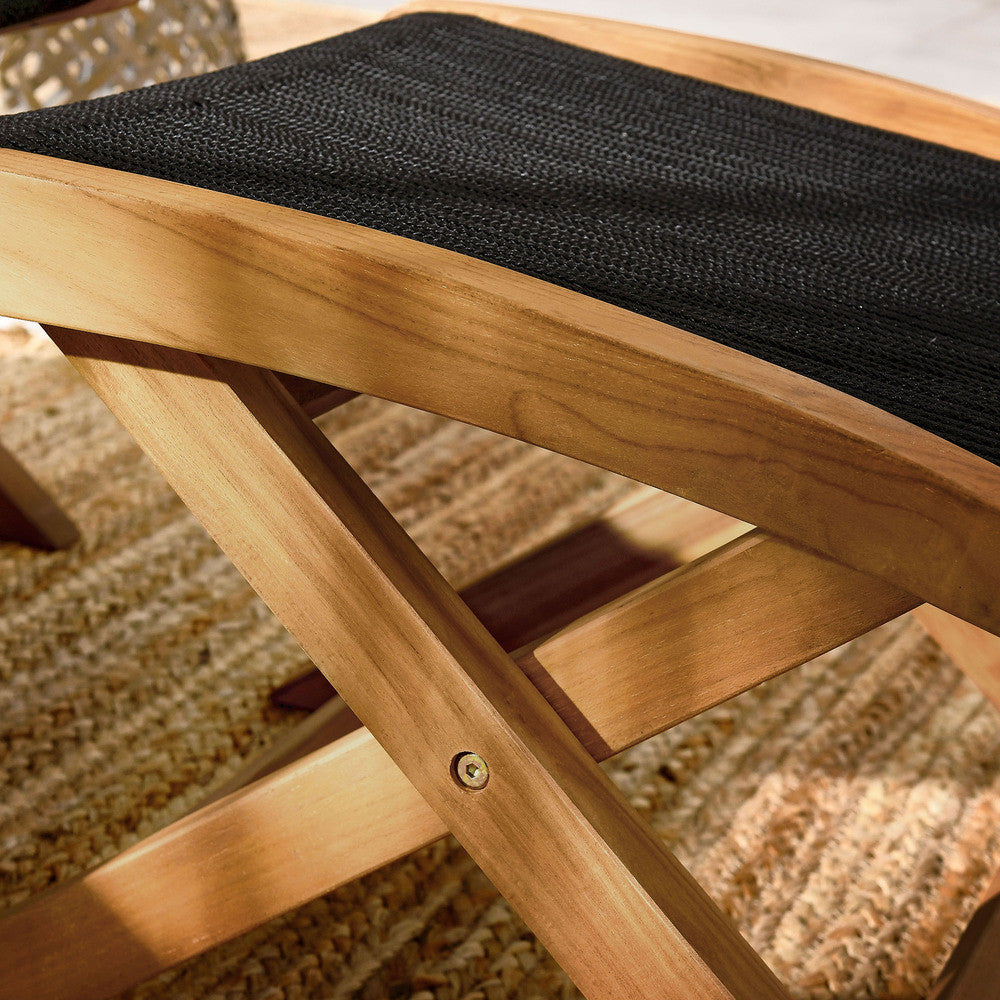 EEI-6809 Vienna Outdoor Patio Teak and Rope Folding Ottoman by Modway