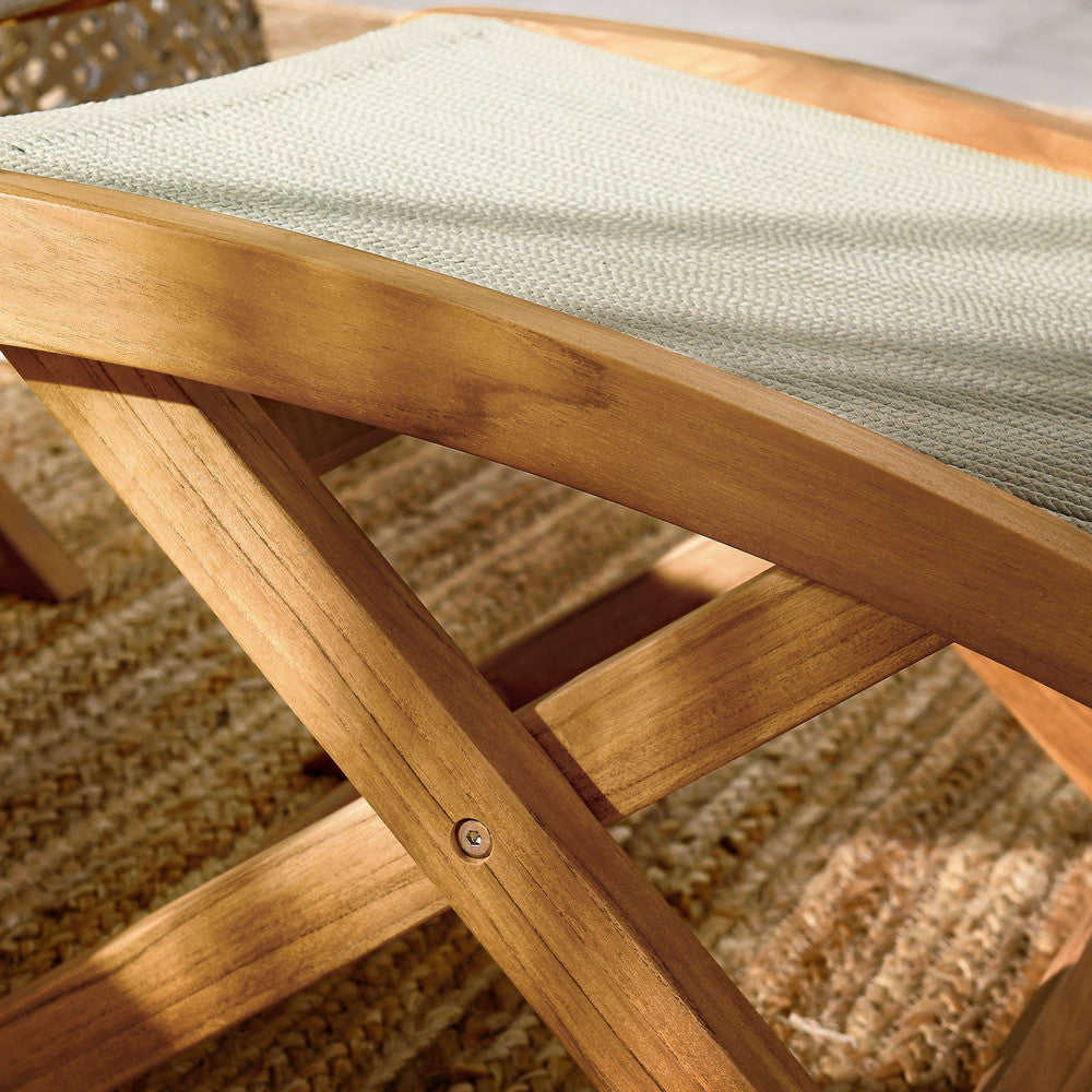 EEI-6809 Vienna Outdoor Patio Teak and Rope Folding Ottoman by Modway