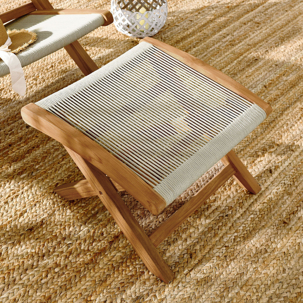 EEI-6809 Vienna Outdoor Patio Teak and Rope Folding Ottoman by Modway