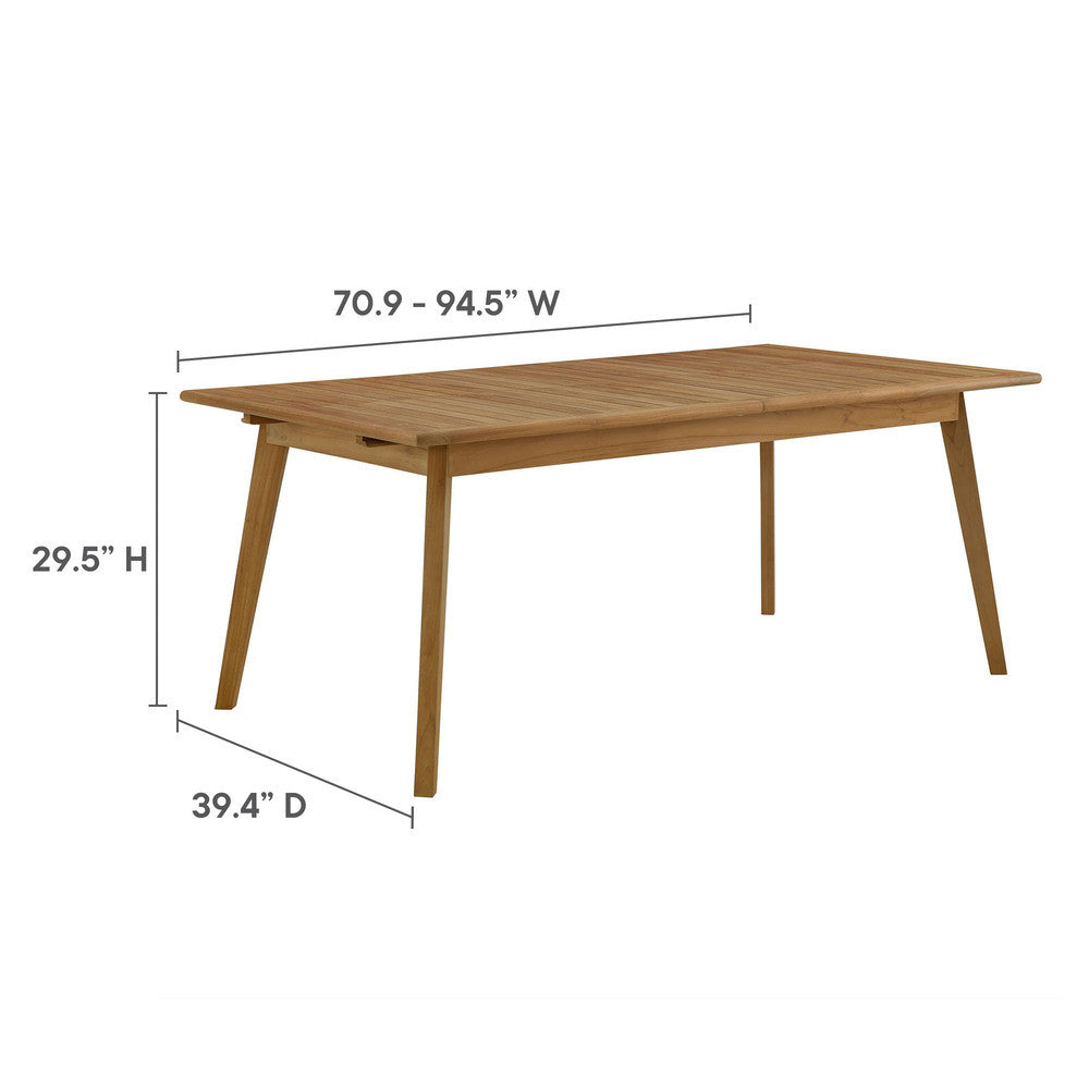 EEI-6813-NAT Vienna Outdoor Patio Teak Wood Extendable Dining Table by Modway