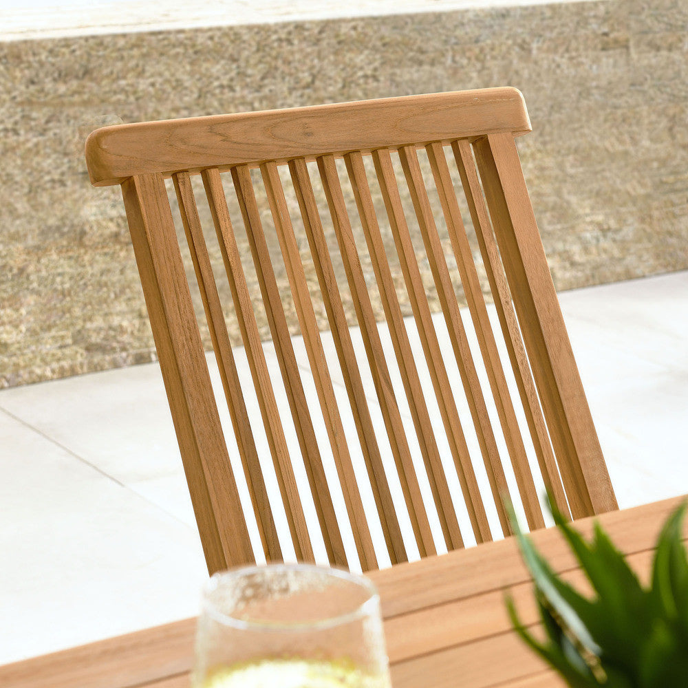 EEI-6812-NAT Vienna Outdoor Patio Teak Wood Folding Dining Chairs Set of 4 by Modway