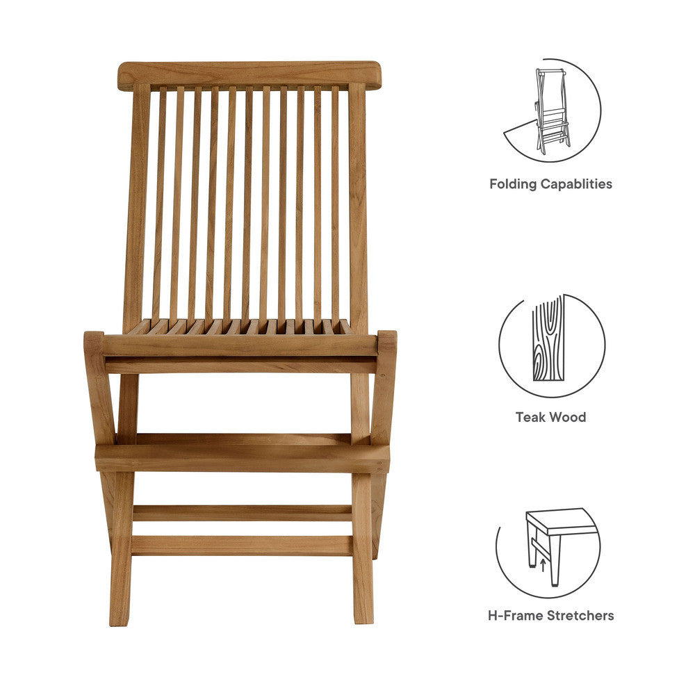 EEI-6812-NAT Vienna Outdoor Patio Teak Wood Folding Dining Chairs Set of 4 by Modway