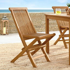 EEI-6812-NAT Vienna Outdoor Patio Teak Wood Folding Dining Chairs Set of 4 by Modway