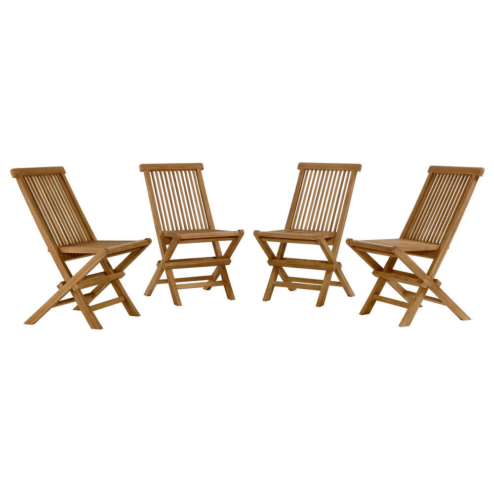 EEI-6812-NAT Vienna Outdoor Patio Teak Wood Folding Dining Chairs Set of 4 by Modway