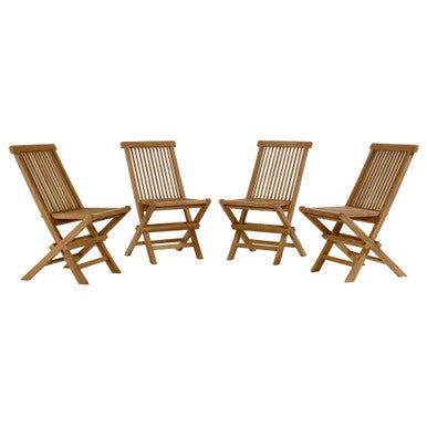 Modway EEI-6812-NAT Vienna Outdoor Patio Teak Wood Folding Dining Chairs Set of 4 Natural