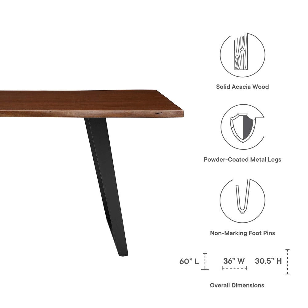 EEI-6067-BLK-WAL Viggo 60" Live Edge Acacia Wood Acacia Wood Dining Table by Modway