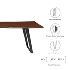 EEI-6071-BLK-WAL Viggo 96" Live Edge Acacia Wood Acacia Wood Dining Table by Modway