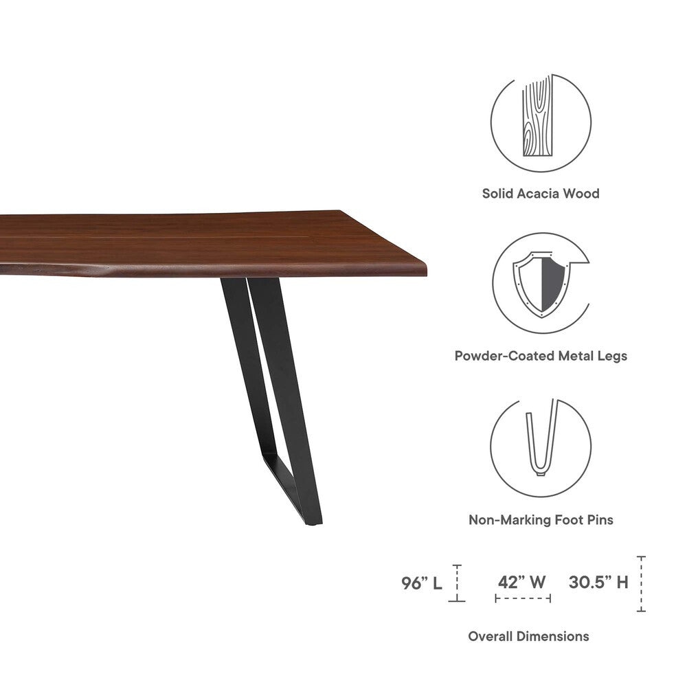 EEI-6071-BLK-WAL Viggo 96" Live Edge Acacia Wood Acacia Wood Dining Table by Modway