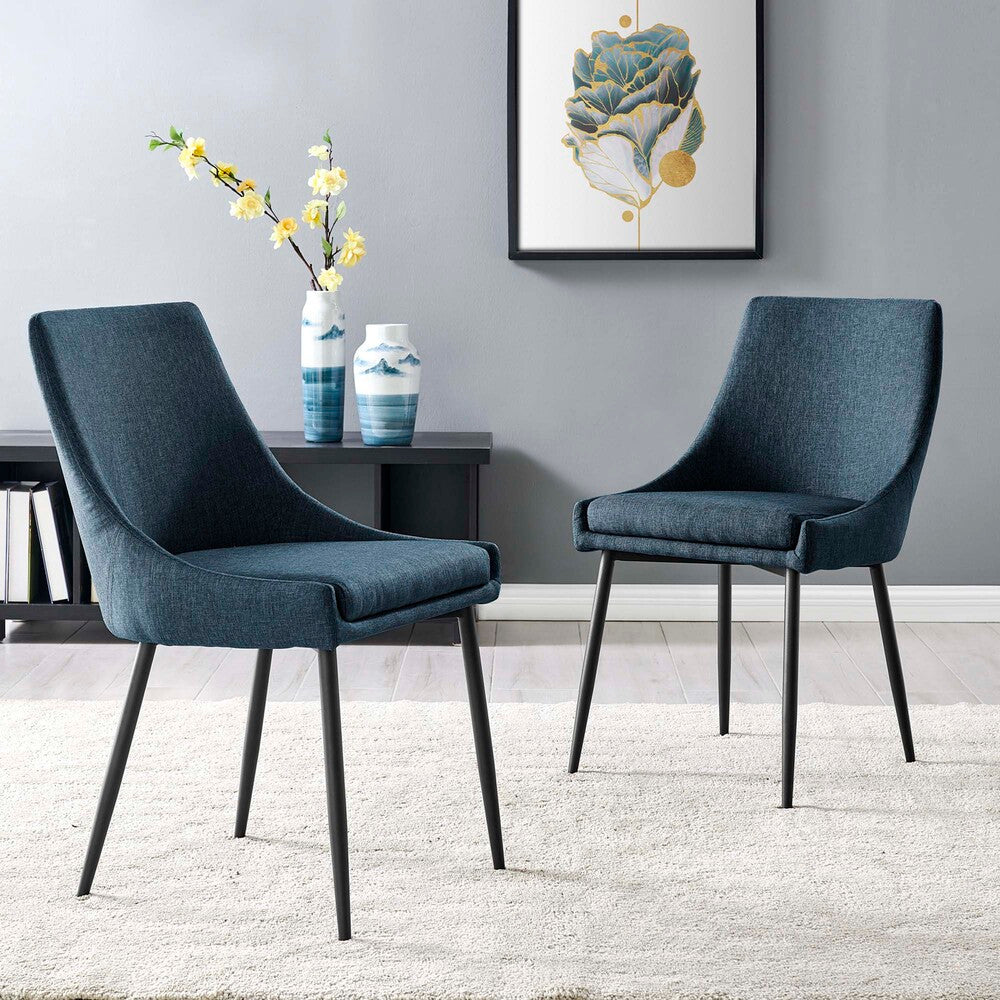 Modway Viscount Upholstered Fabric Dining Chairs Set of 2 by Modway-EEI-3809-BLK-AZU