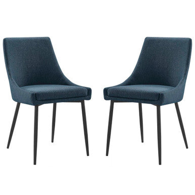 Modway EEI-3809-BLK-AZU Viscount Upholstered Fabric Dining Chairs Set of 2 Black Azure