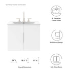 EEI-4893-WHI Vitality 24" Bathroom Vanity Cabinet (Sink Basin Not Included) by Modway