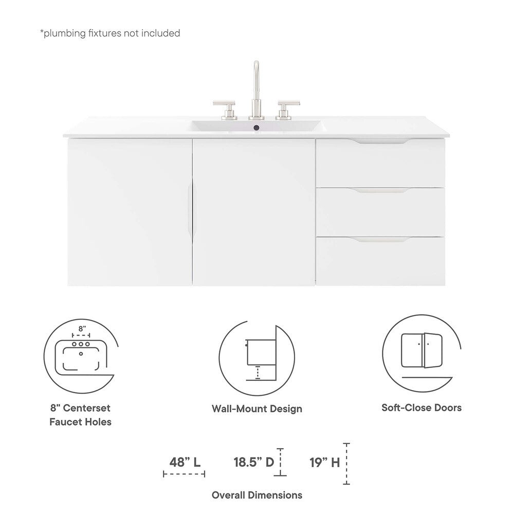 EEI-4895 Vitality 48" Double or Single Sink Compatible (Not Included) Bathroom Vanity Cabinet by Modway