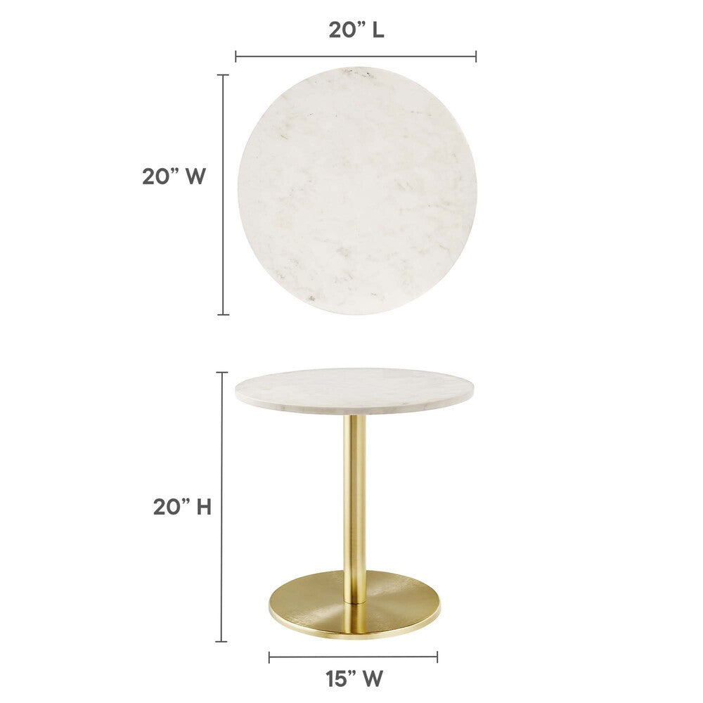 EEI-6609-BRA-WHI Viva Round White Marble Side Table by Modway