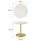 EEI-6609-BRA-WHI Viva Round White Marble Side Table by Modway