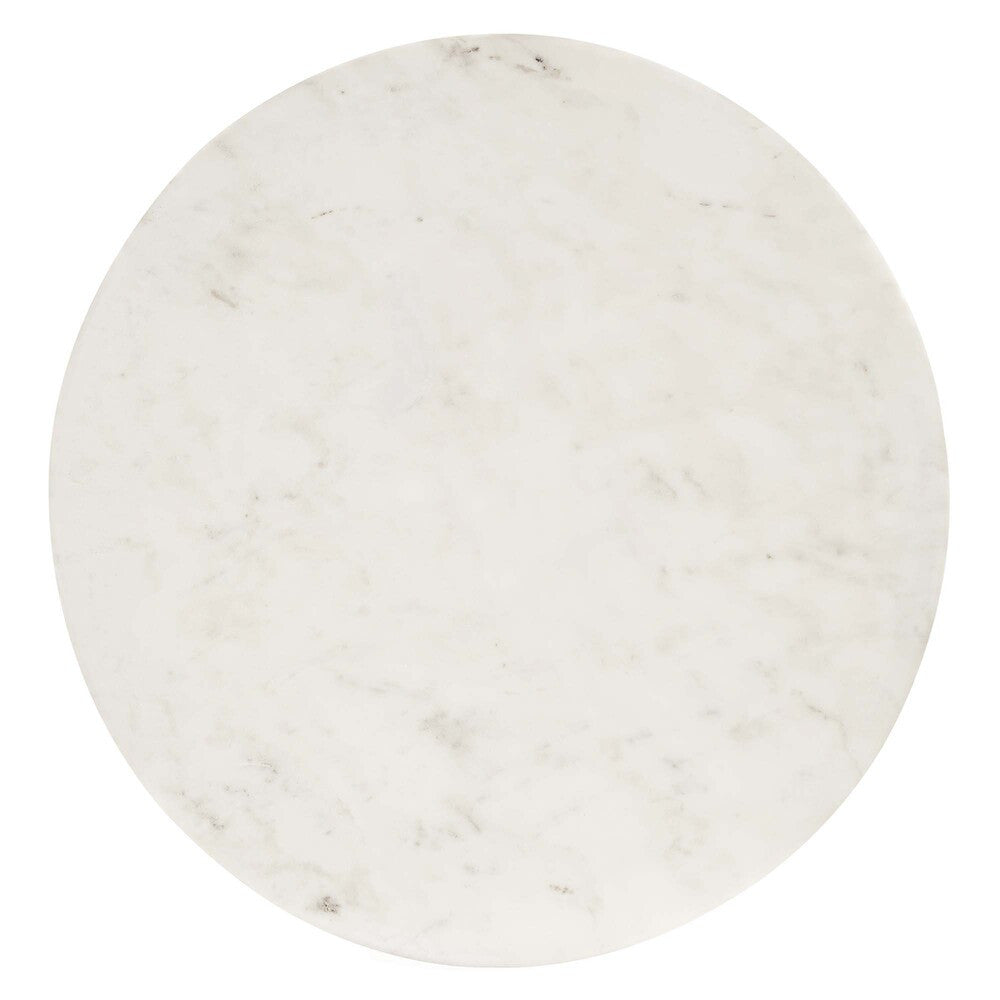 EEI-6609-BRA-WHI Viva Round White Marble Side Table by Modway