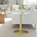 EEI-6609-BRA-WHI Viva Round White Marble Side Table by Modway