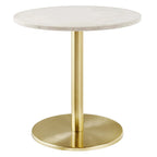 EEI-6609-BRA-WHI Viva Round White Marble Side Table by Modway