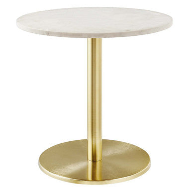 Modway EEI-6609-BRA-WHI Viva Round White Marble Side Table Brass White