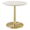 Modway EEI-6609-BRA-WHI Viva Round White Marble Side Table Brass White