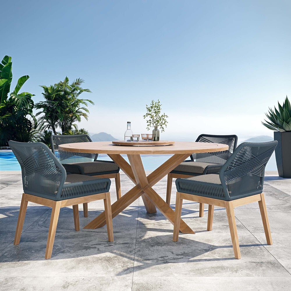 EEI-6118 Wellspring 5-Piece Outdoor Patio Teak Wood Dining Set by Modway
