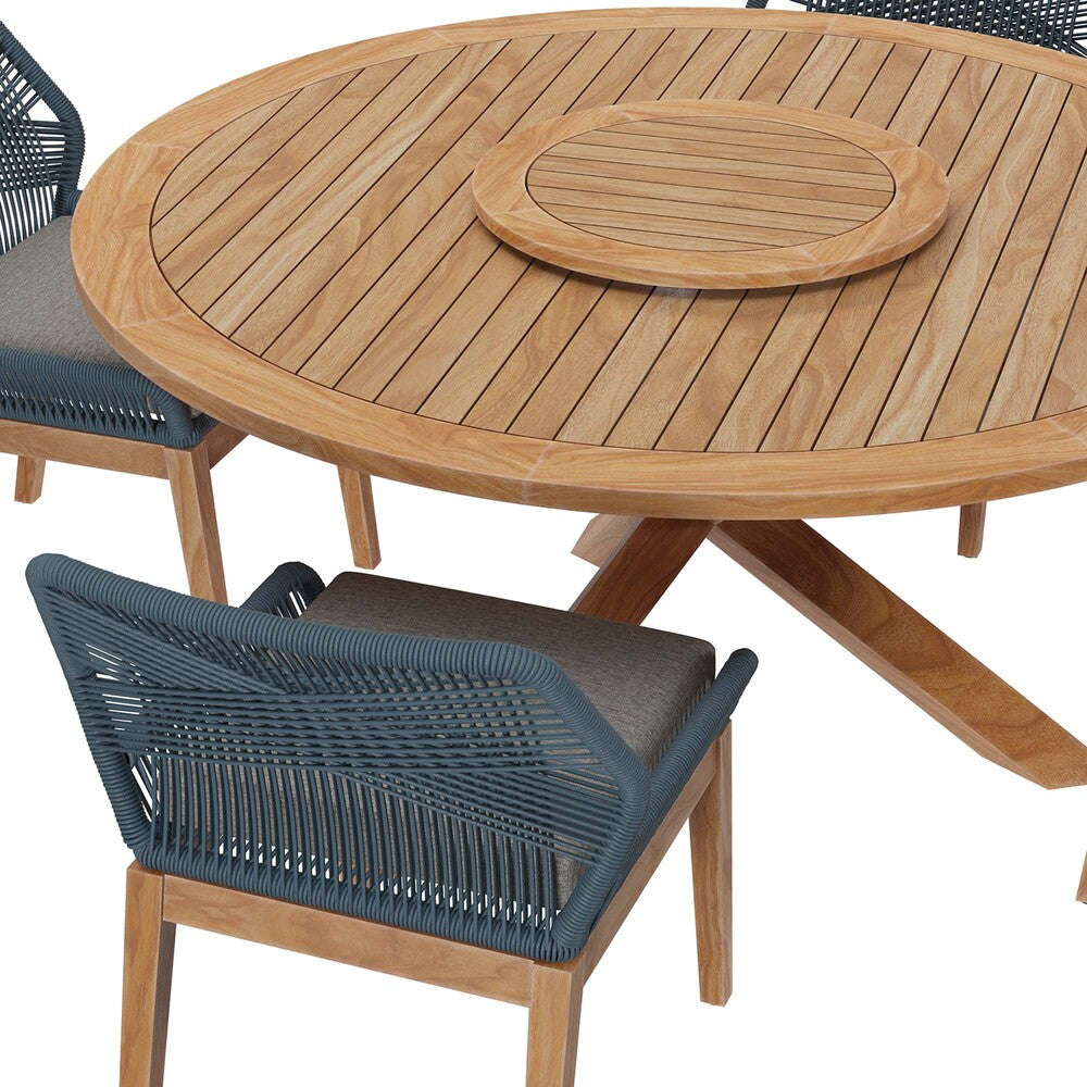 EEI-6118 Wellspring 5-Piece Outdoor Patio Teak Wood Dining Set by Modway