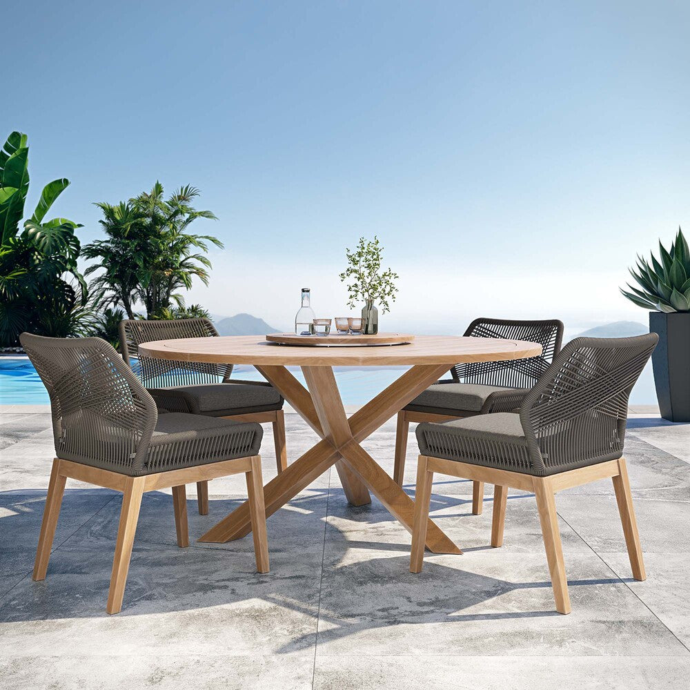 EEI-6118 Wellspring 5-Piece Outdoor Patio Teak Wood Dining Set by Modway