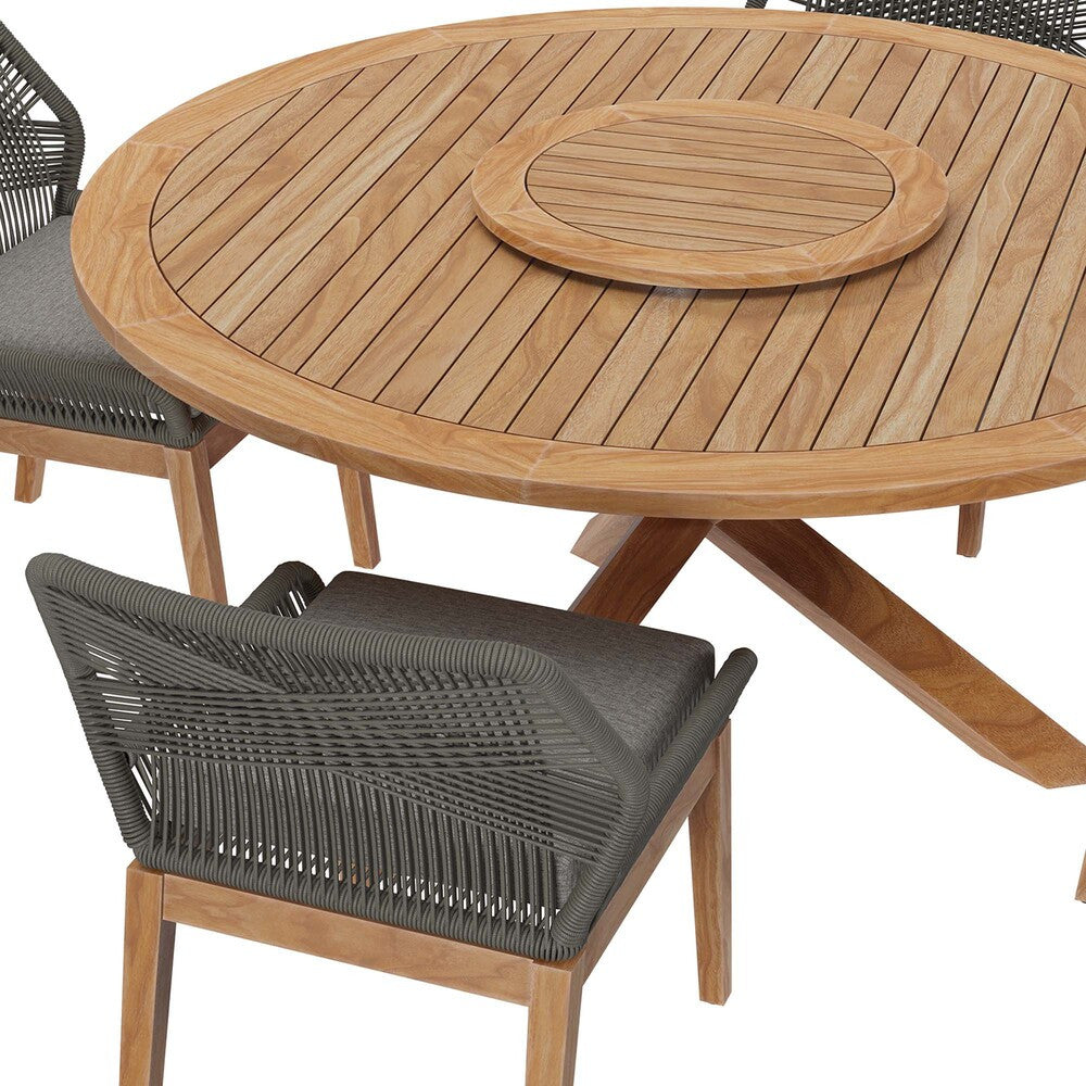 EEI-6118 Wellspring 5-Piece Outdoor Patio Teak Wood Dining Set by Modway