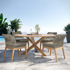EEI-6118 Wellspring 5-Piece Outdoor Patio Teak Wood Dining Set by Modway
