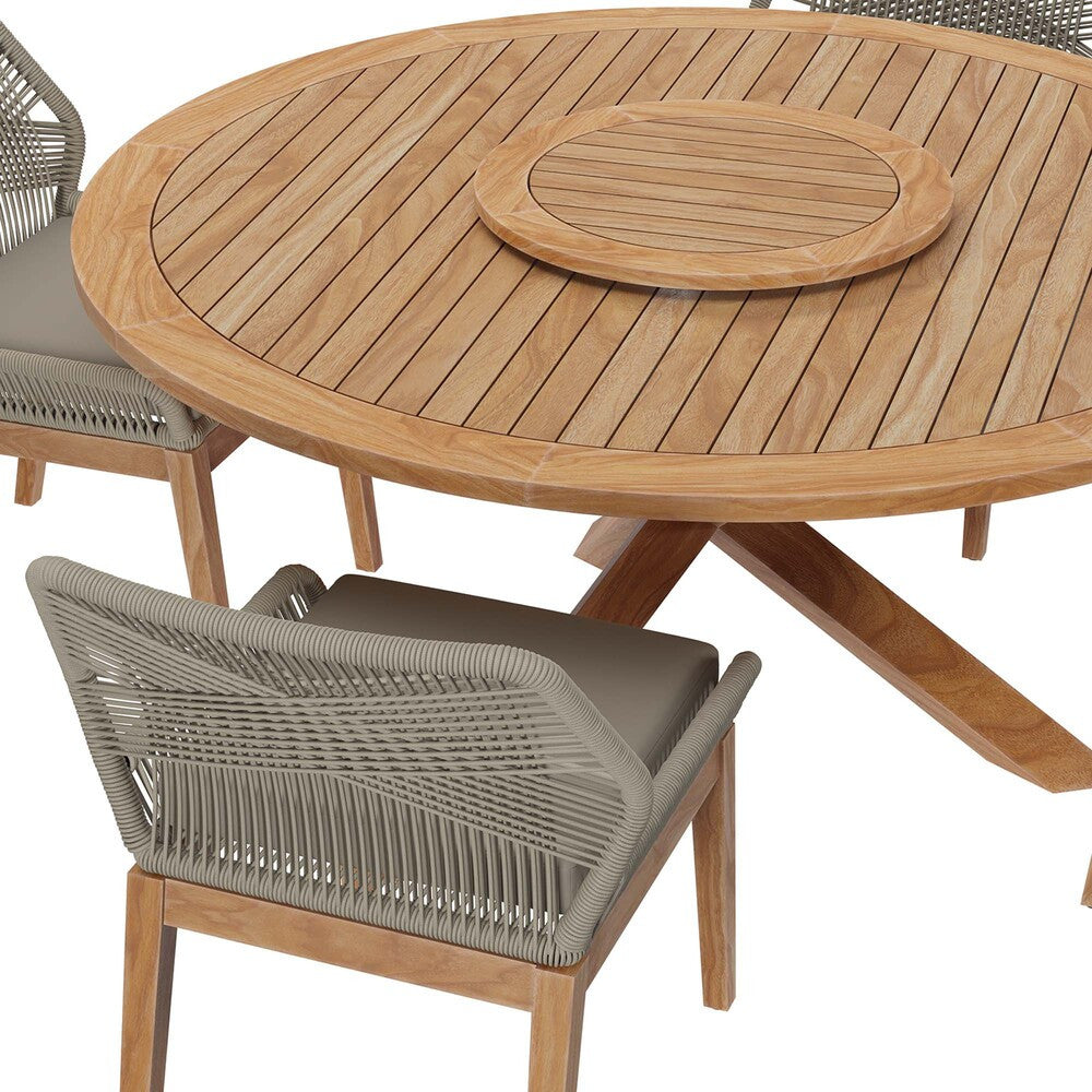 EEI-6118 Wellspring 5-Piece Outdoor Patio Teak Wood Dining Set by Modway