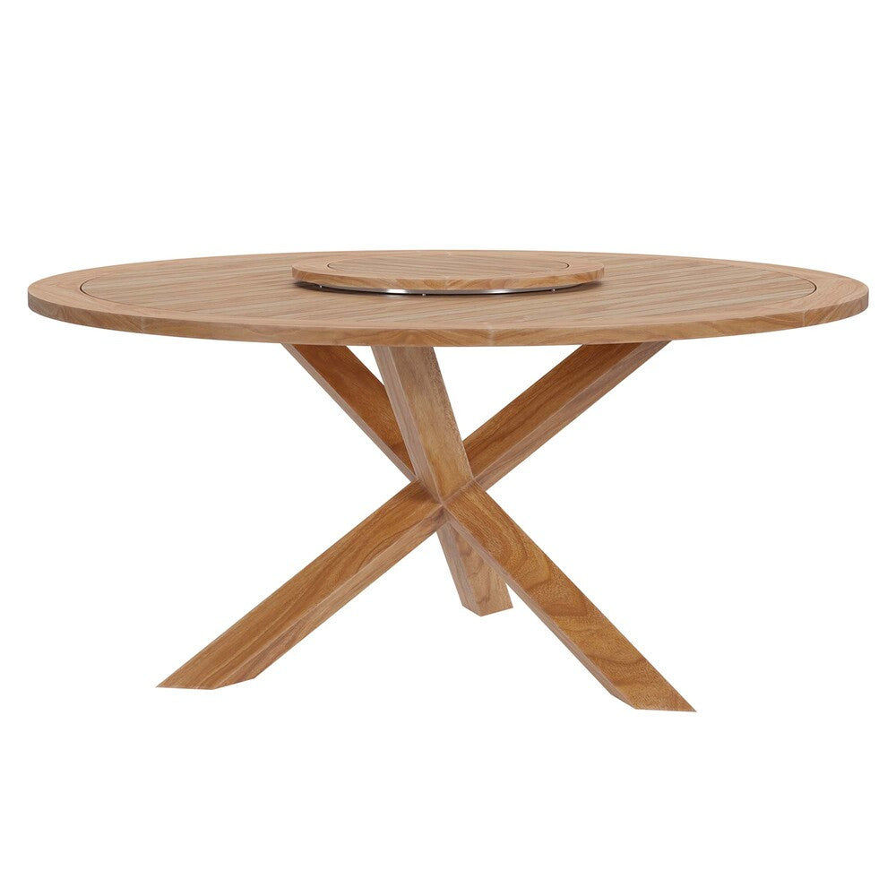 EEI-5745-NAT Wellspring 63" Outdoor Patio Teak Wood Dining Table by Modway