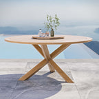 EEI-5745-NAT Wellspring 63" Outdoor Patio Teak Wood Dining Table by Modway